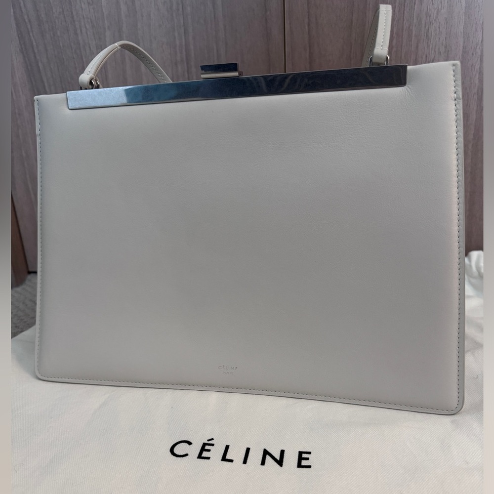 Celine Clasp leather handbag white